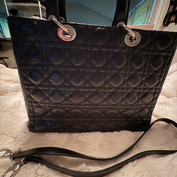 Dior Lady Large leather tote with strap, silver hardware. Has signs of wear - Picture 1 of 14